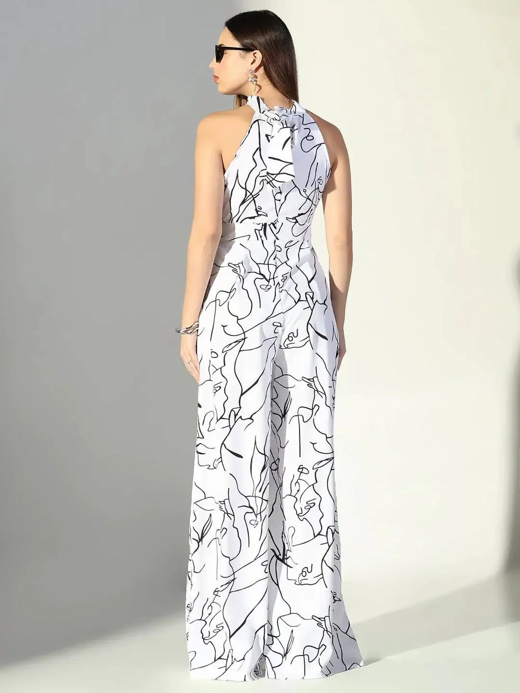 Abstract Print Halter Neck Jumpsuit