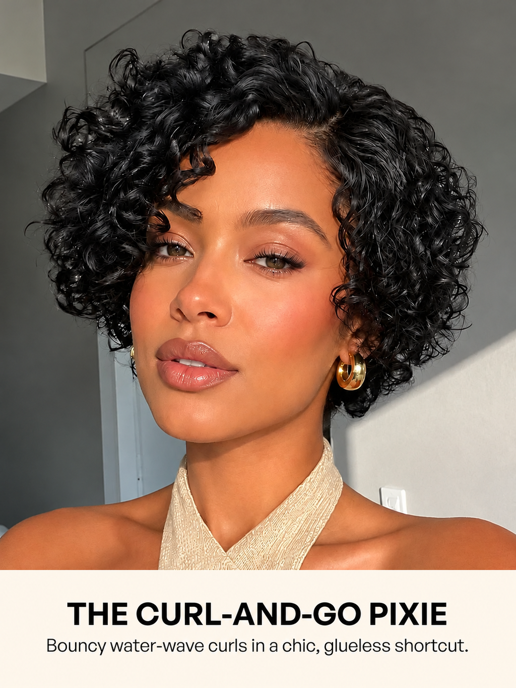 Water Wave Pixie Glueless HD Lace Wig – 150% Density