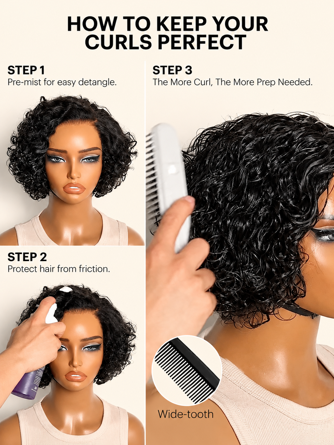 Water Wave Pixie Glueless HD Lace Wig – 150% Density