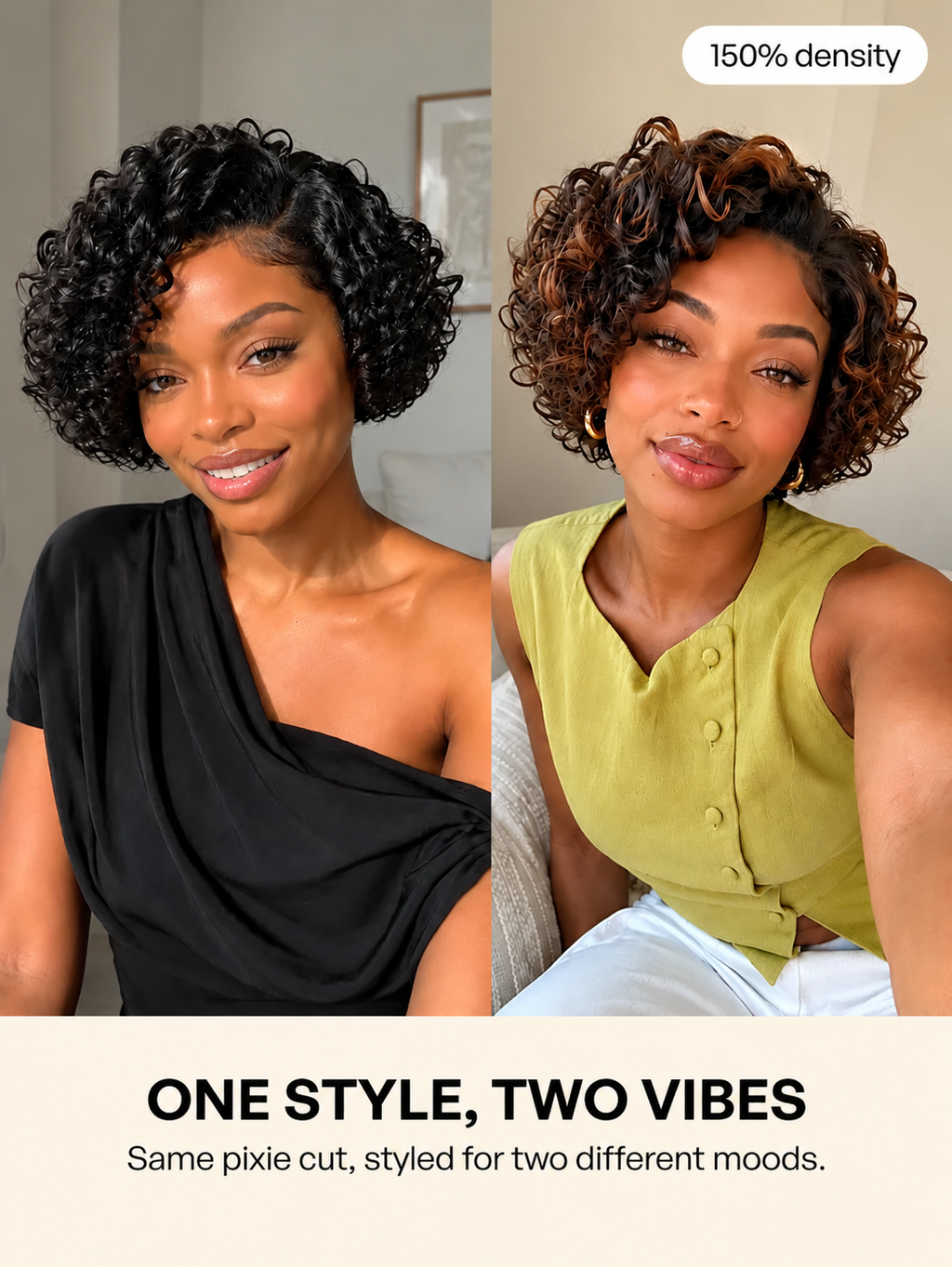 Water Wave Pixie Glueless HD Lace Wig – 150% Density