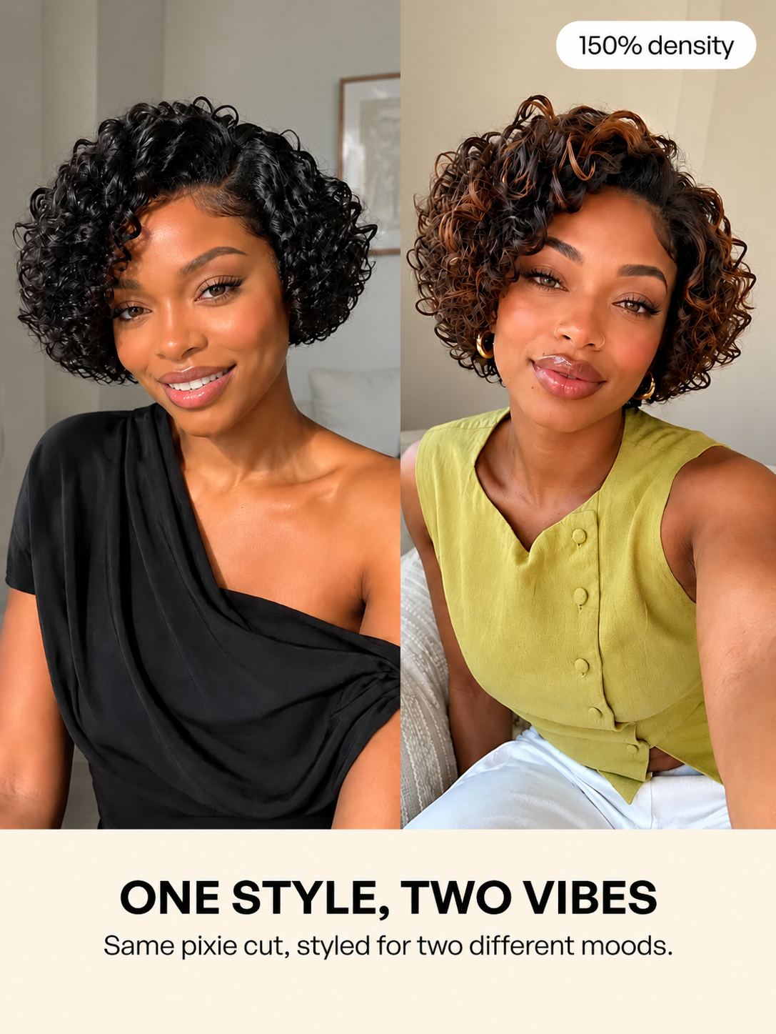 Water Wave Pixie Glueless HD Lace Wig – 150% Density