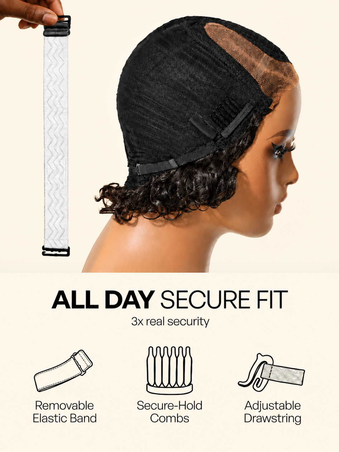Water Wave Pixie Glueless HD Lace Wig – 150% Density