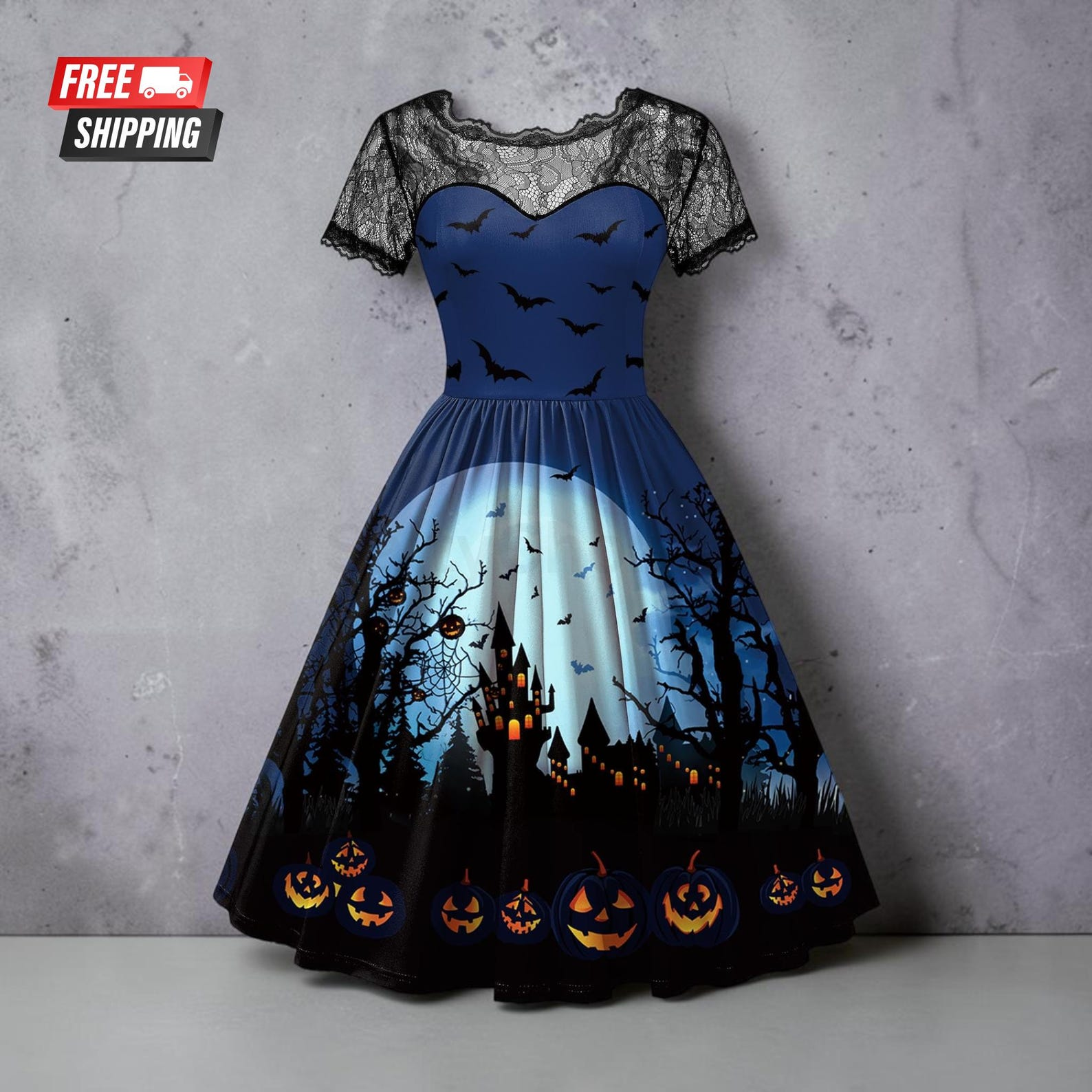 Vintage Witch Lace Swing Dress
